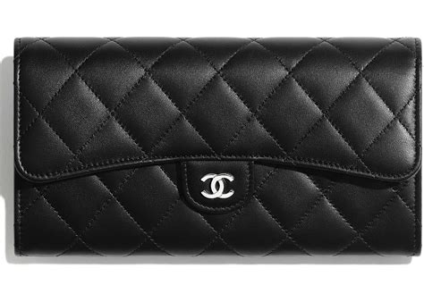 chanel black flap wallet white logo|chanel wallet euro.